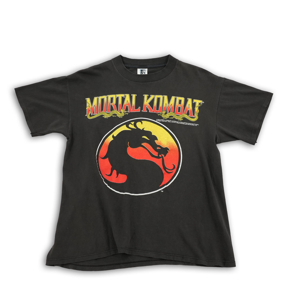 Vintage 1992 Mortal Kombat logo T-shirt, black, size L