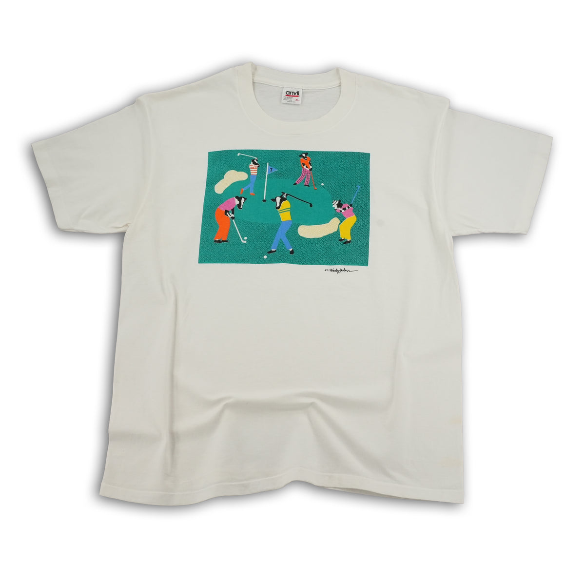 Vintage 90s Woody Jackson cows playing golf T-shirt, size XL