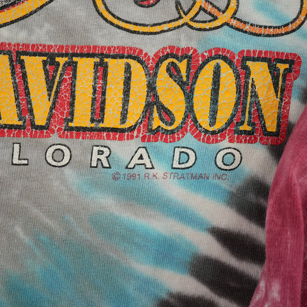 Vintage 90s Harley-Davidson tie dye cow skull graphic long sleeve T-shirt, size L — photo 7 of 7