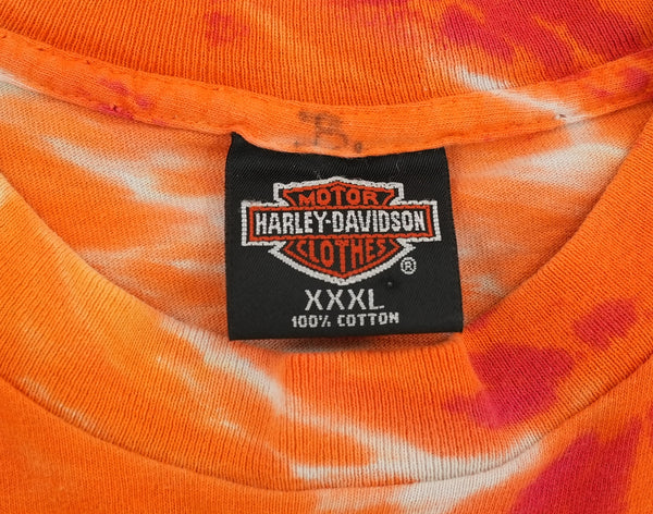 Vintage 90s Harley-Davidson tie dye graphic T-shirt, orange, size 3XL — photo 5 of 10