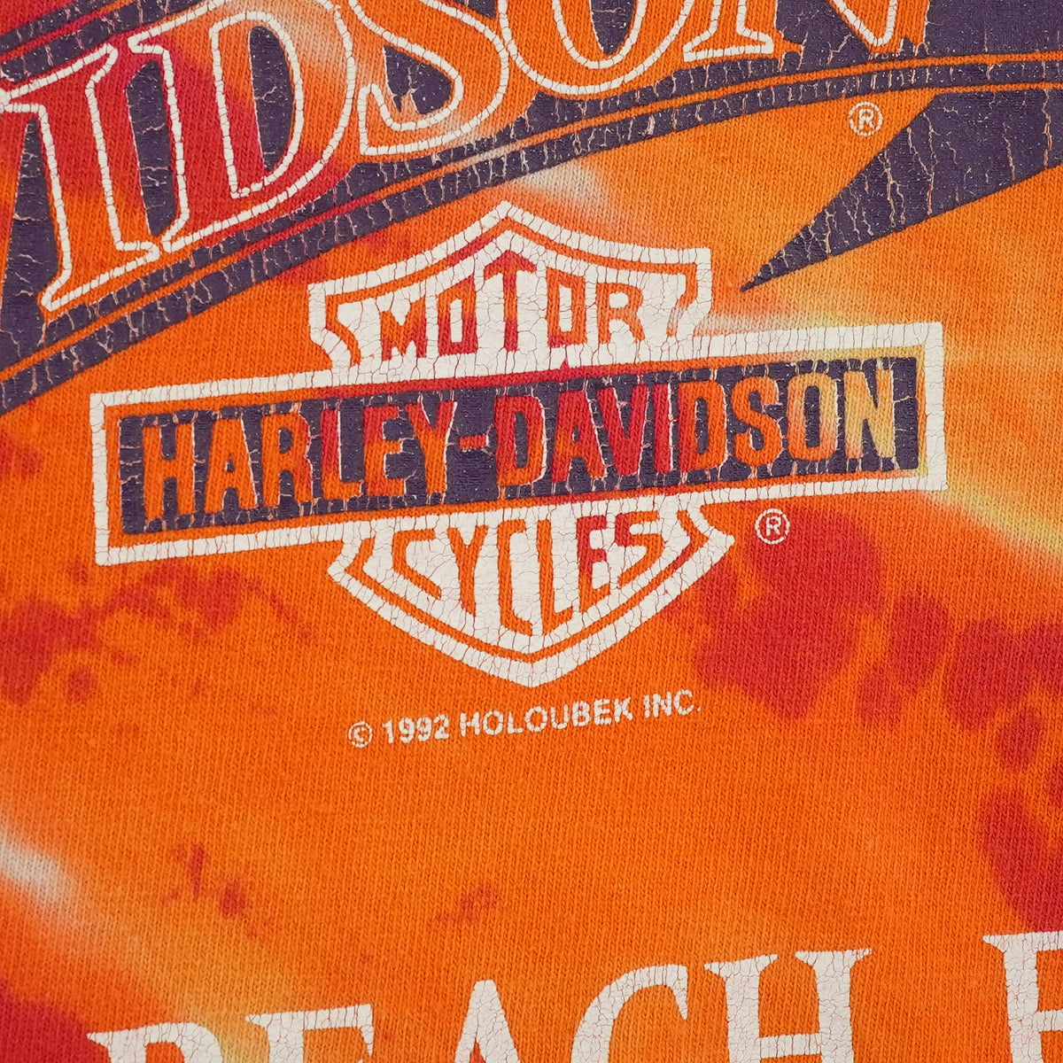 Vintage 90s Harley-Davidson tie dye graphic T-shirt, orange, size 3XL — photo 10 of 10