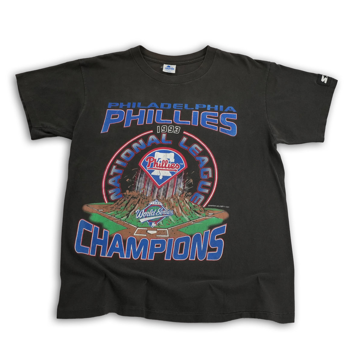 Vintage 1993 Starter Philadelphia Phillies NL Champions T-shirt, black, size L