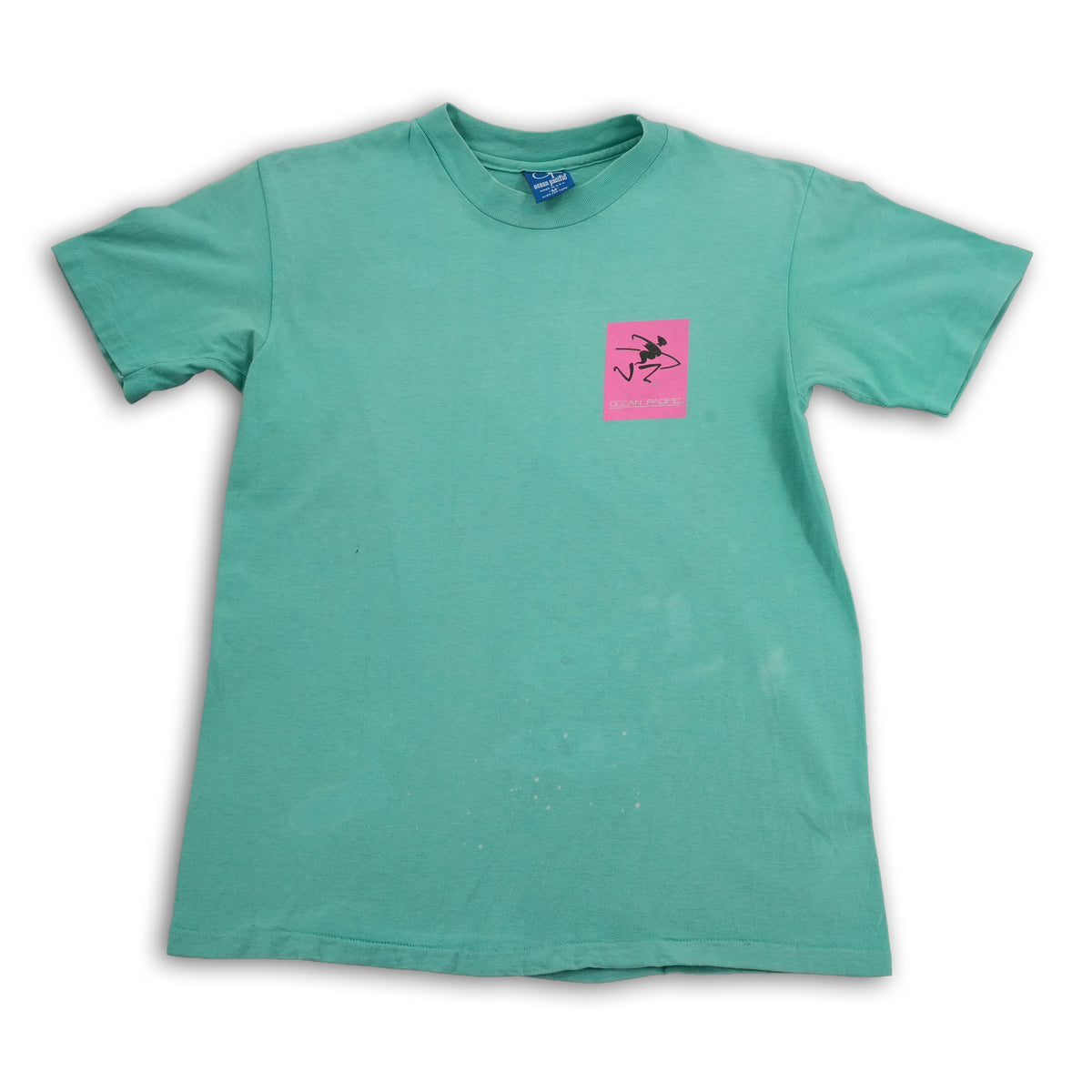 Vintage 1988 Ocean Pacific OP surf graphic T-shirt, turquoise, size M
