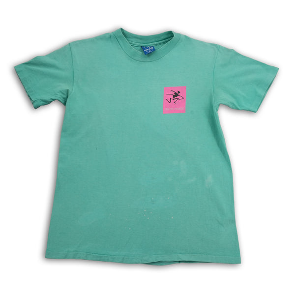 Vintage 1988 Ocean Pacific OP surf graphic T-shirt, turquoise, size M