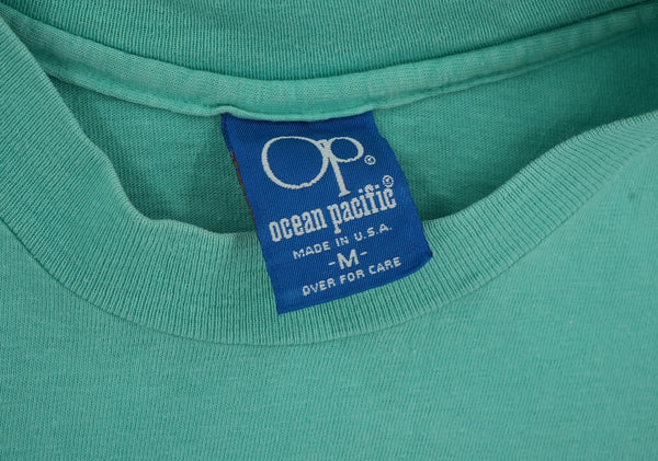 Vintage 1988 Ocean Pacific OP surf graphic T-shirt, turquoise, size M — photo 2 of 8