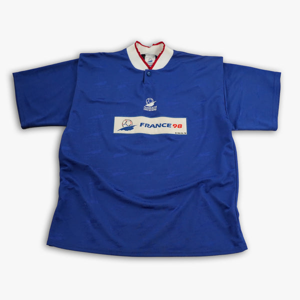 Vintage 1994 France 98 Coupe du Monde training soccer jersey, blue, size L