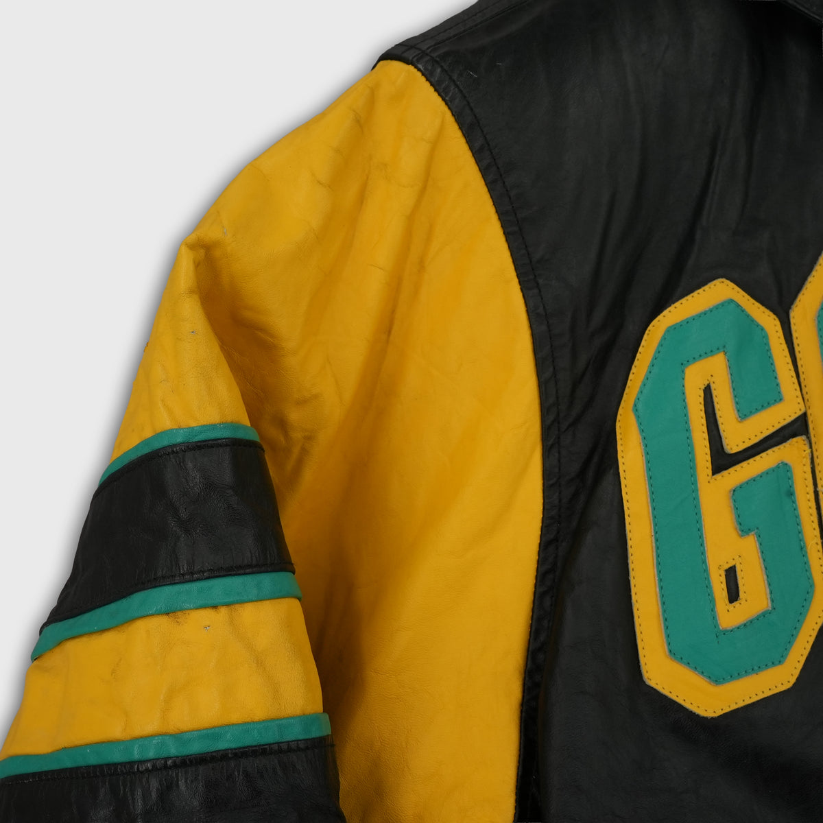 Vintage Disney World Goofy leather racing jacket, green and yellow, size M — photo 15 of 15