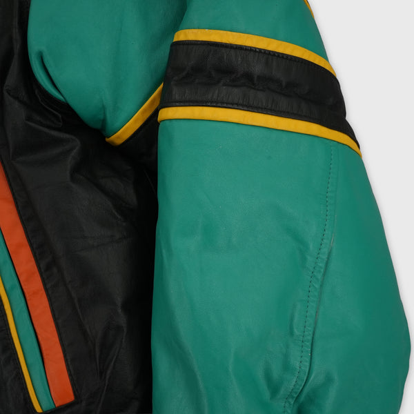 Vintage Disney World Goofy leather racing jacket, green and yellow, size M — photo 13 of 15