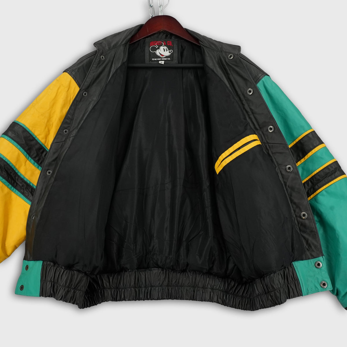 Vintage Disney World Goofy leather racing jacket, green and yellow, size M — photo 6 of 15