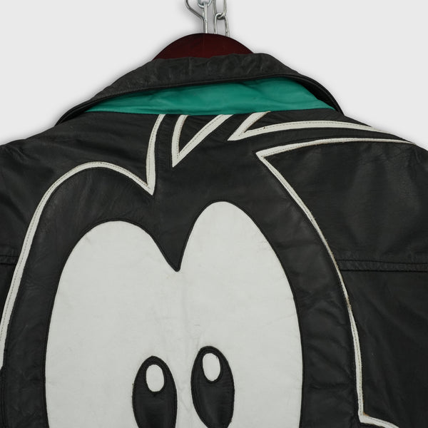 Vintage Disney World Goofy leather racing jacket, green and yellow, size M — photo 4 of 15